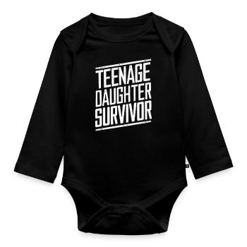 Funny, sarcasm, sarcastic humor, irony - Organic Longsleeve Baby Bodysuit - black - Front