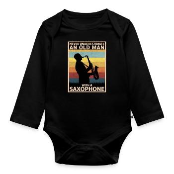 Saxophon Saxofon - Baby Bio-Langarm-Body - Schwarz - Vorne