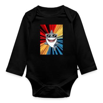 Shark Ocean Tiger Shark Animal Fish - Organic Longsleeve Baby Bodysuit - black - Front