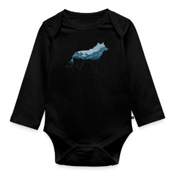 Wolf Wölfe Tier Jaulen - Baby Bio-Langarm-Body - Schwarz - Vorne