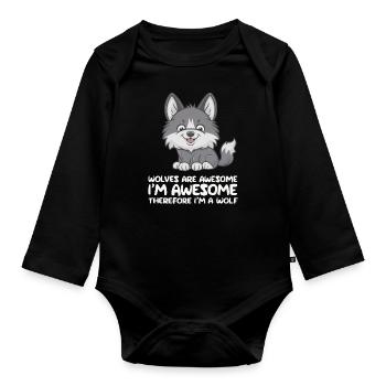 Wolf Wölfe Tier Jaulen - Baby Bio-Langarm-Body - Schwarz - Vorne