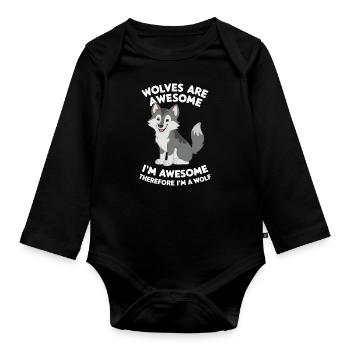 Wolf Wölfe Tier Jaulen - Baby Bio-Langarm-Body - Schwarz - Vorne