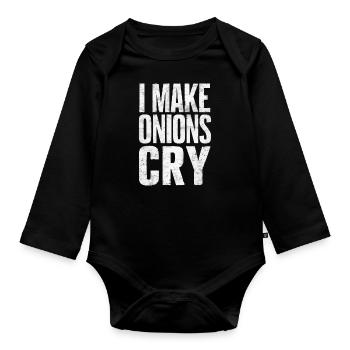 Funny, sarcasm, sarcastic humor, irony - Organic Longsleeve Baby Bodysuit - black - Front