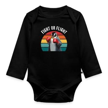 Pinguin Pinguine Tier - Baby Bio-Langarm-Body - Schwarz - Vorne
