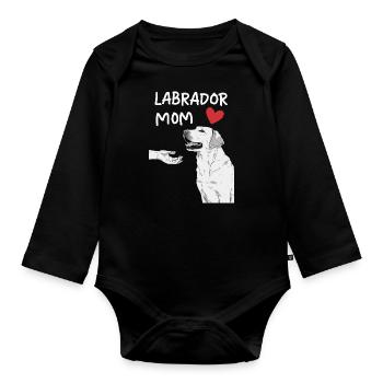 Labrador Dog - Organic Longsleeve Baby Bodysuit - black - Front