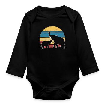 Elephant Animal Elephants Zoo - Organic Longsleeve Baby Bodysuit - black - Front