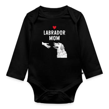 Labrador Dog - Organic Longsleeve Baby Bodysuit - black - Front