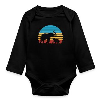 Elephant Animal Elephants Zoo - Organic Longsleeve Baby Bodysuit - black - Front