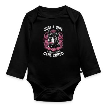 Cane Corso Hund - Baby Bio-Langarm-Body - Schwarz - Vorne
