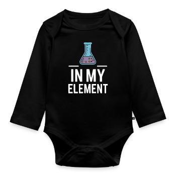 Chemiker Chemie Wissenschaft Atom Molecule - Baby Bio-Langarm-Body - Schwarz - Vorne
