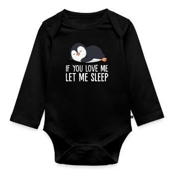 Pinguin Pinguine Tier - Baby Bio-Langarm-Body - Schwarz - Vorne