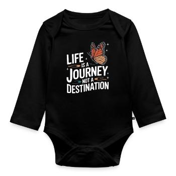 Schmetterling Monarchfalter Bunt Schmetterlinge - Baby Bio-Langarm-Body - Schwarz - Vorne
