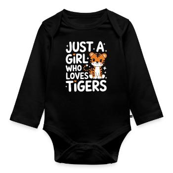 Tiger Tier Zoo Wildtier - Baby Bio-Langarm-Body - Schwarz - Vorne
