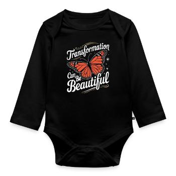 Schmetterling Monarchfalter Bunt Schmetterlinge - Baby Bio-Langarm-Body - Schwarz - Vorne