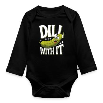 Cucumber Pickle Pickle Food Dill - Organic Longsleeve Baby Bodysuit - black - Front