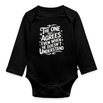 Ehemann Ehegatte Familie Hochzeit - Baby Bio-Langarm-Body - Schwarz - Vorne