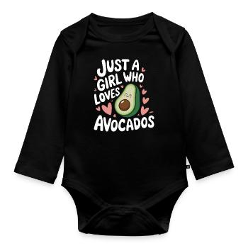 Avocado Essen Guacamole Vegan - Baby Bio-Langarm-Body - Schwarz - Vorne
