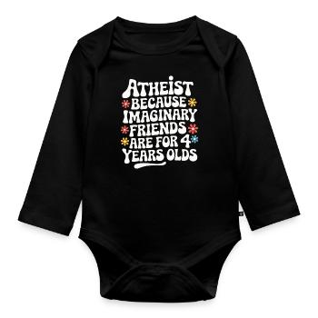 Atheism, Atheist, Anti-Religion, Agnostic - Organic Longsleeve Baby Bodysuit - black - Front