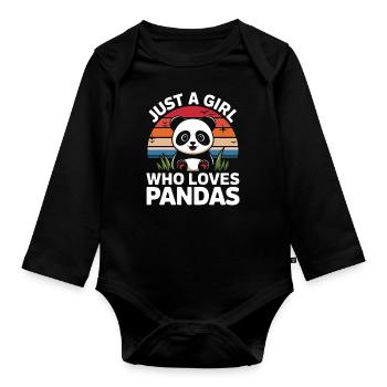 Pandabär Panda Tier Pandas - Baby Bio-Langarm-Body - Schwarz - Vorne