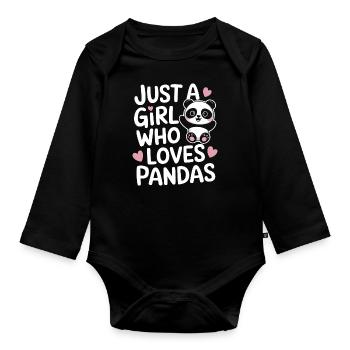 Pandabär Panda Tier Pandas - Baby Bio-Langarm-Body - Schwarz - Vorne
