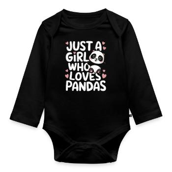 Panda Ours Panda Animal Pandas - Body Bébé bio manches longues - noir - Devant