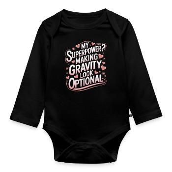 Turnen Turner Gymnastik - Baby Bio-Langarm-Body - Schwarz - Vorne