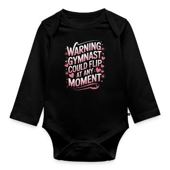 Turnen Turner Gymnastik - Baby Bio-Langarm-Body - Schwarz - Vorne