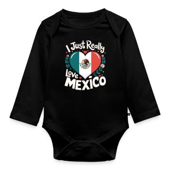 Mexico Mexico Mexican Spanish - Organic Longsleeve Baby Bodysuit - black - Front