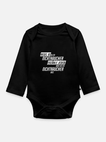 Nichtraucher - Baby Bio-Langarm-Body - Schwarz