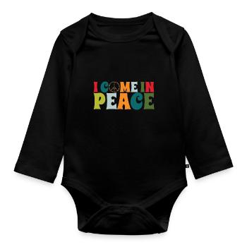 I come in peace funny matching couples - Organic Longsleeve Baby Bodysuit - black - Front