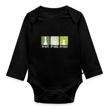 Chess Player Chess Games Chess Pun - Baby Bio-Langarm-Body - Schwarz - Vorne