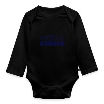 Fathers Day Property Of Garage Mechanic - Baby Bio-Langarm-Body - Schwarz - Vorne