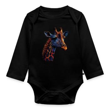 SCHÖNE GIRAFFE - SAVANNE - Baby Bio-Langarm-Body - Schwarz - Vorne