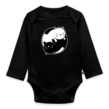 Chaton Yin et Yang - Body Bébé bio manches longues - noir - Devant