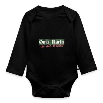 Oma Karin - Baby Bio-Langarm-Body - Schwarz - Vorne