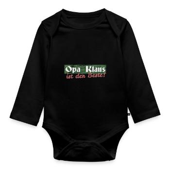 Opa Klaus - Baby Bio-Langarm-Body - Schwarz - Vorne