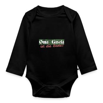 Oma Gisela - Baby Bio-Langarm-Body - Schwarz - Vorne