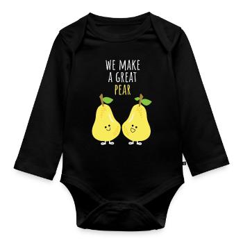 Witzige Birne Birnen Pärchen Beste Freunde - Baby Bio-Langarm-Body - Schwarz - Vorne