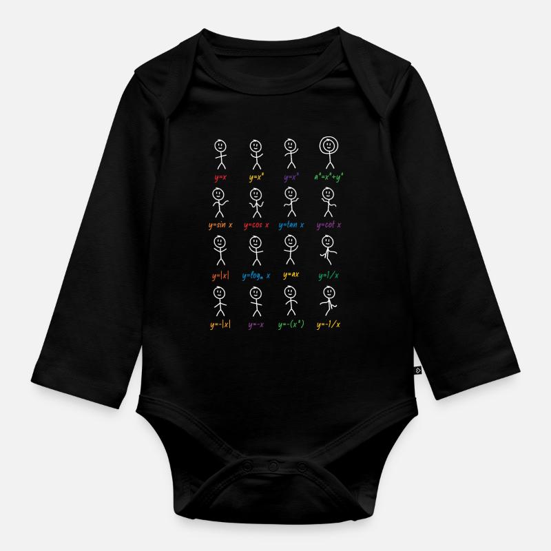 Mathematik Funktion Männchen Mathe Geschenk - Baby Bio-Langarm-Body - Schwarz