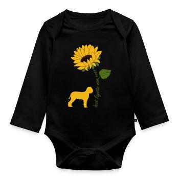 Lagotto Romagnolo Mama Mom Sonnenblume Spruch - Baby Bio-Langarm-Body - Schwarz - Vorne