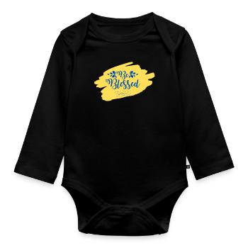 Be Blessed - Organic Longsleeve Baby Bodysuit - black - Front