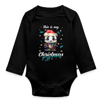 lustig Panda Weihnachten Weihnachtsschlafanzug - Baby Bio-Langarm-Body - Schwarz - Vorne
