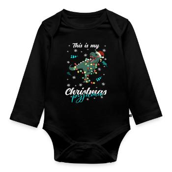 lustig Dinosaurier Trex Weihnachten Weihnachtsschl - Baby Bio-Langarm-Body - Schwarz - Vorne