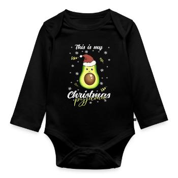 lustig Avokado Weihnachten Weihnachtsschlafanzug - Baby Bio-Langarm-Body - Schwarz - Vorne