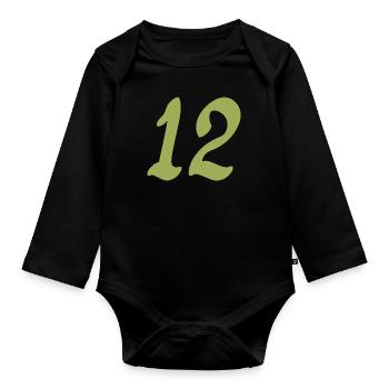 12 - Organic Longsleeve Baby Bodysuit - black - Front