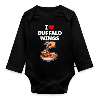 Buffalo Wings Chicken Wings Chicken Chicken Geschenk - Baby Bio-Langarm-Body - Schwarz - Vorne