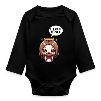 Niedliche Jesus Kawaii Geschenk Christliches Mädchen - Baby Bio-Langarm-Body - Schwarz - Vorne