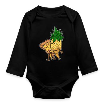 Pineapple Pizza Hawaii - Organic Longsleeve Baby Bodysuit - black - Front