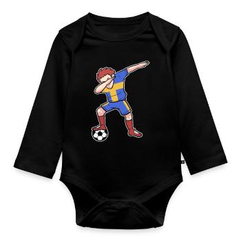 Suède Football suédois - Body Bébé bio manches longues - noir - Devant