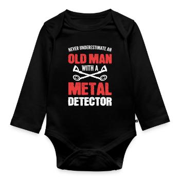 Détecteur de métaux - Body Bébé bio manches longues - noir - Devant
